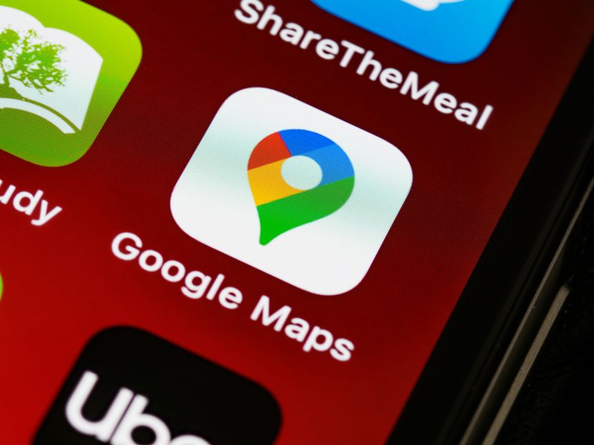 The Google Maps app icon on a smartphone screen